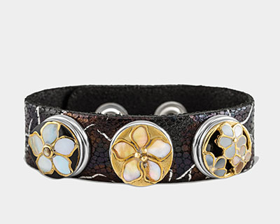 Armband Flora flower print black